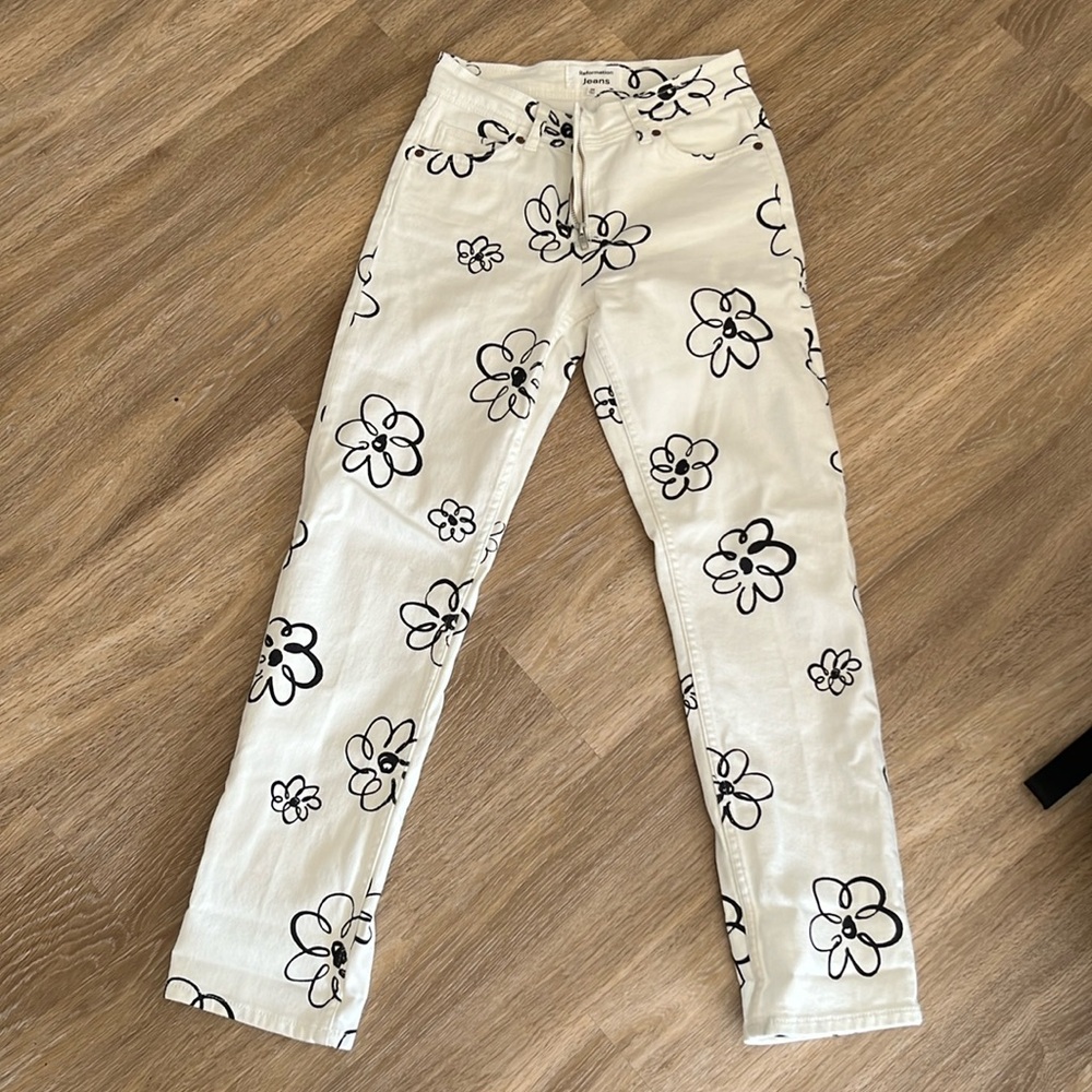 Reformation Julianna Zip Mid Rise Straight Leg Jeans